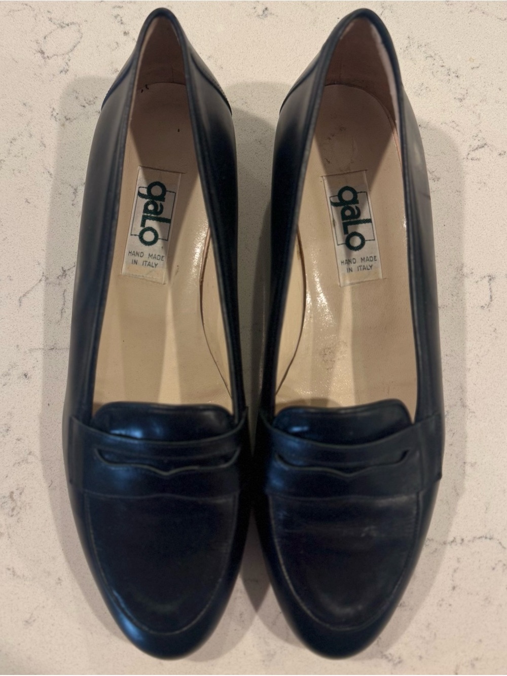 NWOB Vintage GALO Italy Black Leather Loafers Shoes Slip-on Size 41